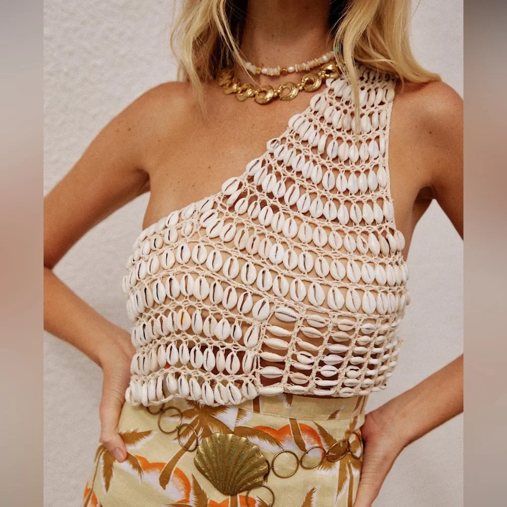 Cowrie Shell & Crochet Camisole - Picture 1 of 16